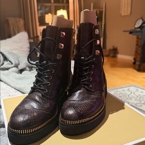 MICHAEL Michael Kors Studded Lace-Up Boots - Black and Brown